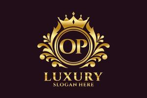 eerste op brief Koninklijk luxe logo sjabloon in vector kunst voor luxueus branding projecten en andere vector illustratie.