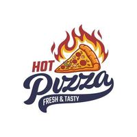 heet pizza logo vector sjabloon. retro pizza embleem. vector kunst.