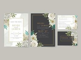 elegant bruiloft uitnodiging wit bloemen ontwerp vector