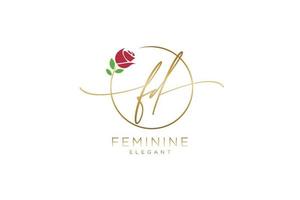 eerste fd vrouwelijk logo schoonheid monogram en elegant logo ontwerp, handschrift logo van eerste handtekening, bruiloft, mode, bloemen en botanisch met creatief sjabloon. vector