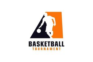 brief een met basketbal logo ontwerp. vector ontwerp sjabloon elementen voor sport team of zakelijke identiteit.