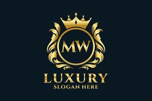 eerste mw brief Koninklijk luxe logo sjabloon in vector kunst voor luxueus branding projecten en andere vector illustratie.