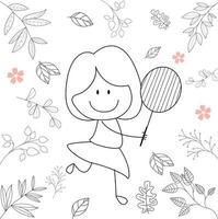 kinderen tekenfilm illustratie, voor grafisch ontwerp doeleinden. spelen badminton. vector