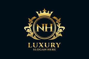 eerste nh brief Koninklijk luxe logo sjabloon in vector kunst voor luxueus branding projecten en andere vector illustratie.