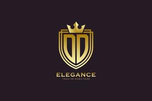 eerste dd elegant luxe monogram logo of insigne sjabloon met scrollt en Koninklijk kroon - perfect voor luxueus branding projecten vector