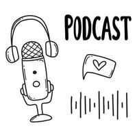 podcast omslag.podcast concept. tekening stijl. vector illustratie. twee microfoons. omroep.