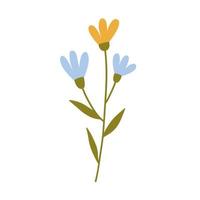 schattig bloemen met bladeren geïsoleerd Aan wit achtergrond. vector illustratie in hand getekend vlak stijl. perfect voor kaarten, logo, decoraties, voorjaar en zomer ontwerpen. botanisch clip art.