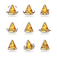 tekenfilm pizza plak illustratie set. vector