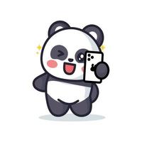 panda is poseren schattig en aanbiddelijk vector