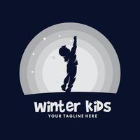 winter kinderen logo ontwerp sjabloon vector