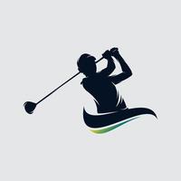 Mens swinging golf , golf spelers club, logo, symbool, icoon, grafisch, vector. vector