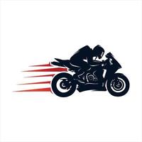 motorfiets racing met snel logo ontwerp vector