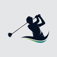 golf speler logo ontwerp vector sjabloon. de elite luxe goud golf club