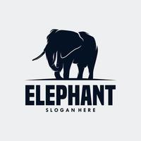 silhouet van de olifant in de maan logo ontwerp vector