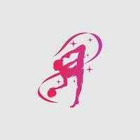 jong gymnast vrouw dans met lint logo vector