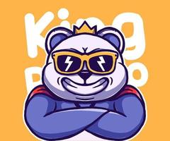 vector illustratie van koning panda mascotte.