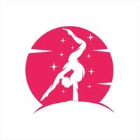 jong gymnast vrouw dans met lint logo vector