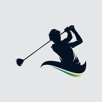 golf speler logo ontwerp vector sjabloon. de elite luxe goud golf club