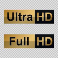 vol hd en ultra hd etiketten vector