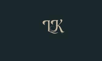 alfabet letters initialen monogram logo lk, kl, l en k vector