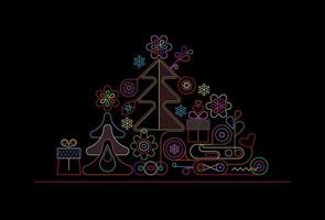 Kerstmis boom neon ontwerp vector