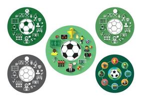 illustratie van vijf groep voetbal pictogrammen reeks vector