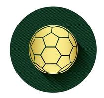 gouden voetbal bal icoon met lang schaduw effect vector