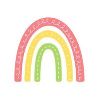 boho regenboog. hand- getrokken pastel regenboog baby groet kaart decoratief elementen vector