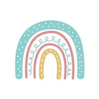 boho regenboog. hand- getrokken pastel regenboog baby groet kaart decoratief elementen vector