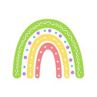 boho regenboog. hand- getrokken pastel regenboog baby groet kaart decoratief elementen vector