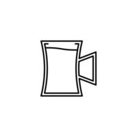 bier stein glas icoon met vol gevulde met water Aan wit achtergrond. gemakkelijk, lijn, silhouet en schoon stijl. zwart en wit. geschikt voor symbool, teken, icoon of logo vector