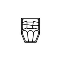 koeler glas icoon met ijs kubus Aan wit achtergrond. gemakkelijk, lijn, silhouet en schoon stijl. zwart en wit. geschikt voor symbool, teken, icoon of logo vector