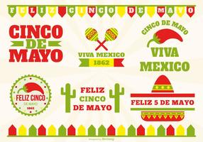 Cinco de mayo label set vector