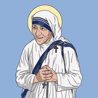 heilige moeder teresa van calcutta gekleurde vector illustratie