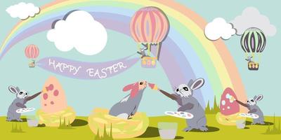 gelukkig Pasen vector geïsoleerd schattig illustratie in pastel kleuren. gelukkig Pasen groet kaart, na, banier