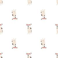 schattige honden jack russell terrier. fanatieke dieren. vector hand getekende naadloze patroon. perfect voor baby, kinderkleding, printontwerp, textiel. witte achtergrond.