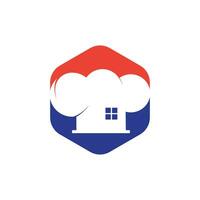 huis chef vector logo ontwerp sjabloon. creatief combinatie van een huis en een chef-kok hoed.