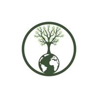 wereldbol boom vector logo ontwerp sjabloon. planeet en eco symbool of icoon.