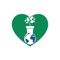 wereld natuur eco logo sjabloon. wereldbol en bloem pot icoon vector ontwerp.