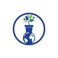 wereld natuur eco logo sjabloon. wereldbol en bloem pot icoon vector ontwerp.