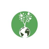 wereldbol boom vector logo ontwerp sjabloon. planeet en eco symbool of icoon.