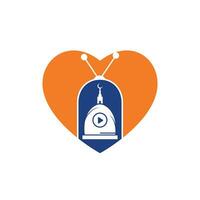 moslim TV vector logo ontwerp sjabloon. Islamitisch media logo concept.