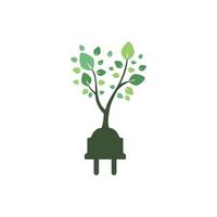 groen energie elektriciteit logo concept. elektrisch plug icoon met boom. vector