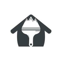 berg verf vector logo ontwerp sjabloon. berg en verf borstel met huis icoon vector ontwerp.