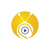 tennis TV vector logo ontwerp sjabloon. tennis bal en Speel knop icoon ontwerp.