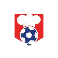 voetbal chef vector logo ontwerp. voetbal bal en chef hoed icoon ontwerp.