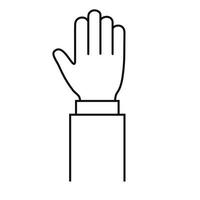 gestegen hand- lijn icoon, vrijwilliger teken Aan wit achtergrond voor uw ontwerp vector