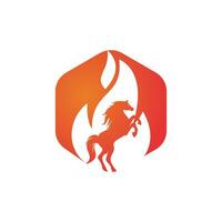 brandend paard in brand vlam logo vector ontwerp sjabloon. snelheid, vrijheid en sterkte symbool.