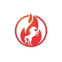brandend paard in brand vlam logo vector ontwerp sjabloon. snelheid, vrijheid en sterkte symbool.