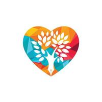 boom pen vector logo ontwerp sjabloon. auteur liefde en natuur logo concept.